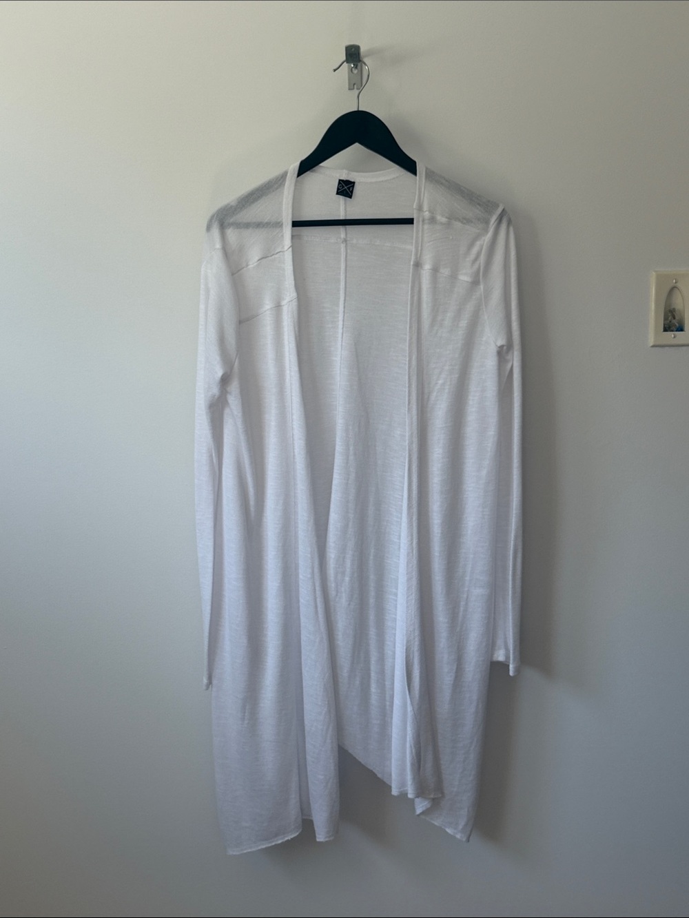 Lightweight White Open-Front Long Gentle fawn Cardigan